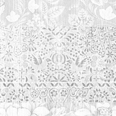 Almost White Arts and Crafts Patchwork Wallpaper - Panel A