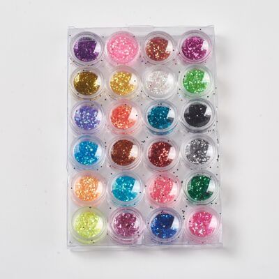 24 Farben Pailletten/Pailletten, Hexagon, Mischfarbe, MRMJ-WH0016-01