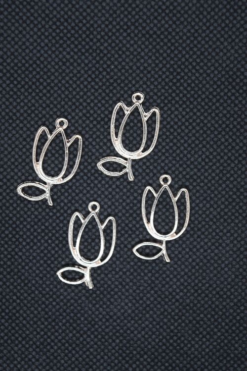 Alloy Open Back Bezel Pendants Jewelry, Flower, Rose Gold , PALLOY-P166-57RG