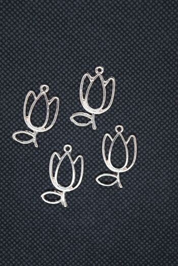 Alliage Open Back Bezel Pendentifs Bijoux, Fleur, Or Rose, PALLOY-P166-57RG