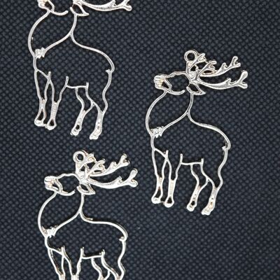Joyería de colgantes de bisel con espalda abierta de aleación, reno/ciervo de Navidad, oro rosa, X-PALLOY-R098-41RG