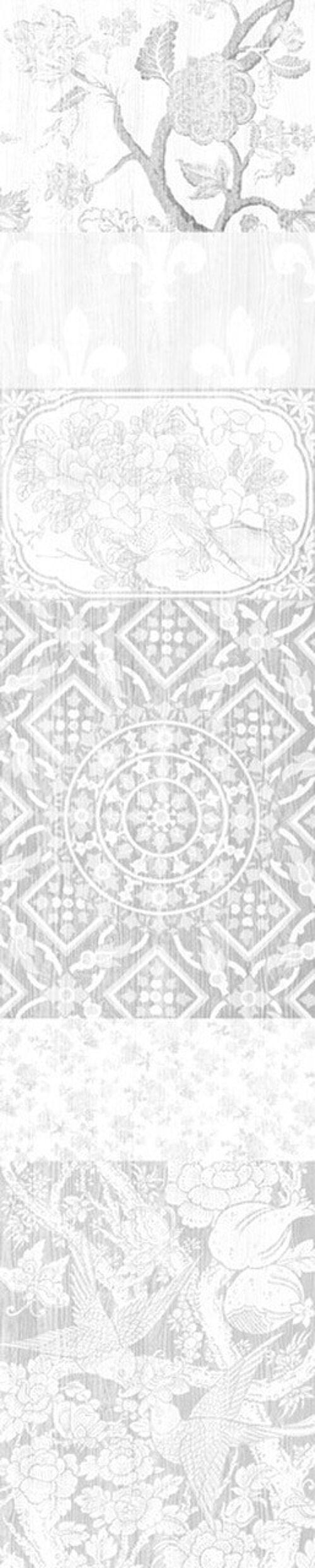 Almost White Arts and Crafts Patchwork Wallpaper - Panel C
