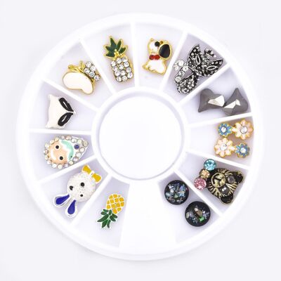 Cabujones de resina y diamantes de imitación de aleación y vidrio, formas mixtas, color mezclado, , MRMJ-S016-001I