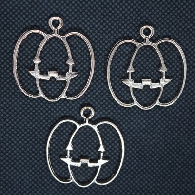 Alloy Open Back Bezel Pendants, Halloween, Pumpkin, Rose Gold, , PALLOY-R098-51RG