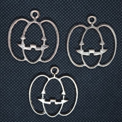 Ciondoli con castone aperto sul retro in lega, Halloween, zucca, oro rosa, PALLOY-R098-51RG