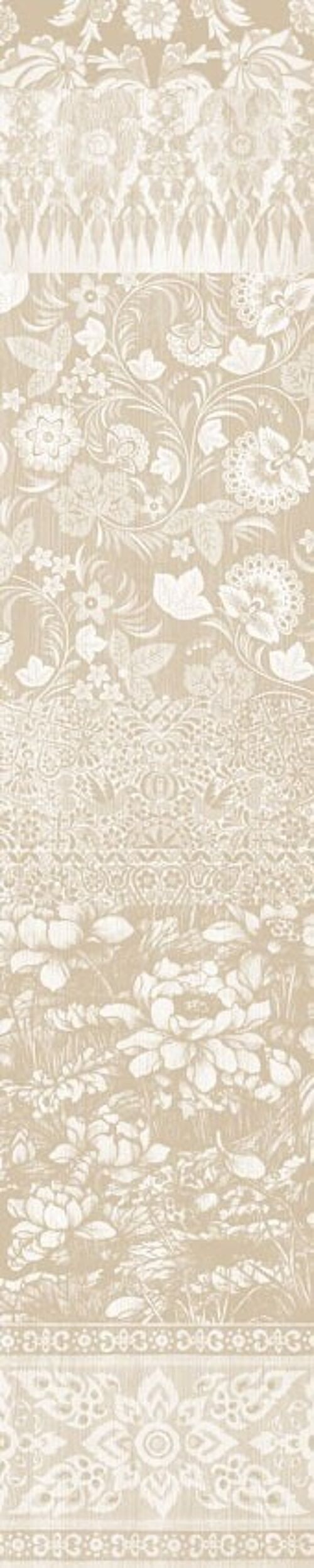 Arts & Crafts Patchwork Wallpaper - Beige - Panel A