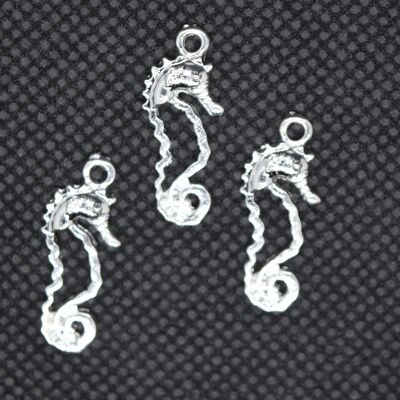 Ciondoli con castone aperto sul retro in lega cavalluccio marino, colore argento, PALLOY-L203-02S