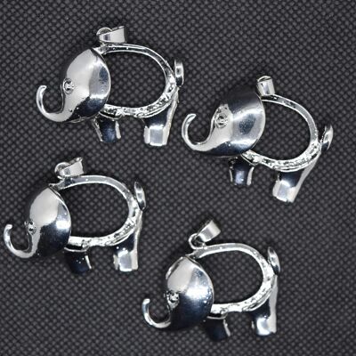 Alloy Pendant Cabochon Open Back Settings, Elephant, platinum, Oval Tray , PALLOY-K099-02P