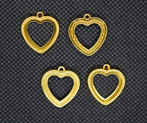 Alloy Pendant Cabochon Open Back Settings, Heart, Golden, Tray , PALLOY-P145-08G