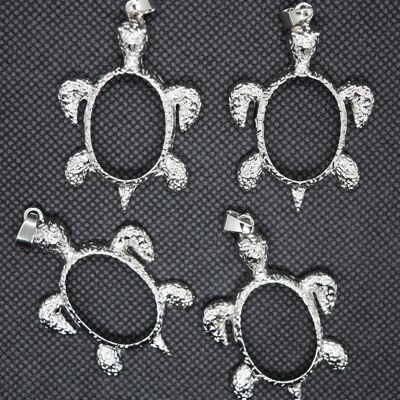 Ciondolo in lega Cabochon con retro aperto, tartaruga, platino, PALLOY-K099-12P