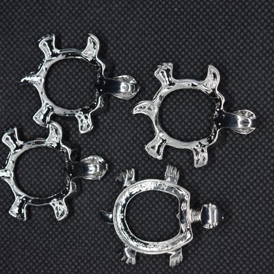 Cabochon pendente in lega con impostazioni posteriori aperte, tartaruga, platino, PALLOY-K099-07P