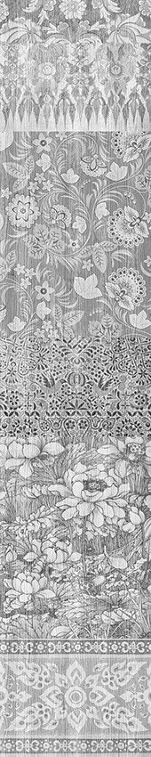Arts & Crafts Patchwork Wallpaper - Black and White - Panel A