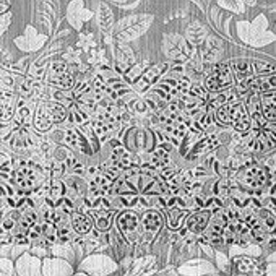 Arts & Crafts Patchwork Wallpaper - Black and White - Panel A