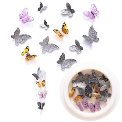 Papillon, 10 pièces / boîte, Différentes couleurs - Gunmetal , sku073