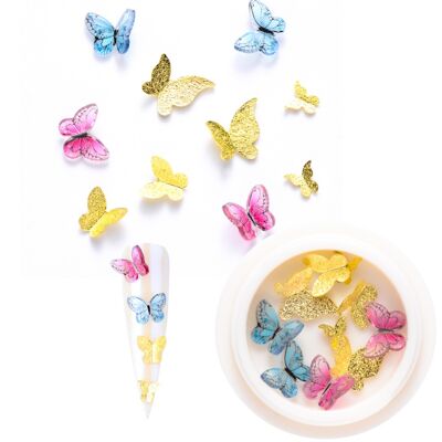 Papillon, 10 pièces / boîte, Différentes couleurs - Doré, sku074