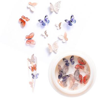 Papillon, 10 pièces / boîte, Différentes couleurs - Or rose, sku075
