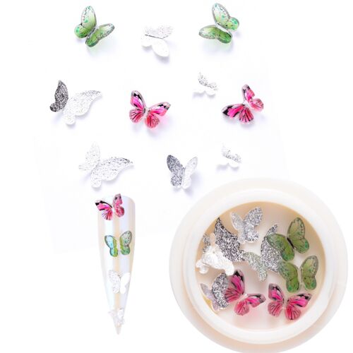 Butterfly, 10 pieces / box, Different colours - Silver , sku076