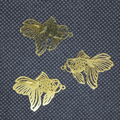 Brass Open Back Bezel Pendants Jewelry, Fish, Golden , KK-E771-A01-G