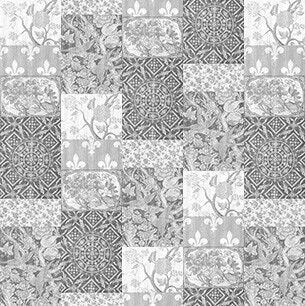 Arts & Crafts Patchwork Wallpaper - Schwarz und Weiß - Panel C.