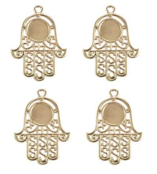 Cabochon Hamsa hand - Gold , AE078-gold-0