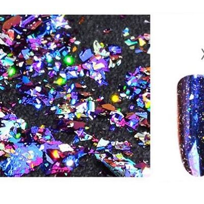 Polvo de espejo con cambio de color camaleón, azul, MRMJ-S008-040C