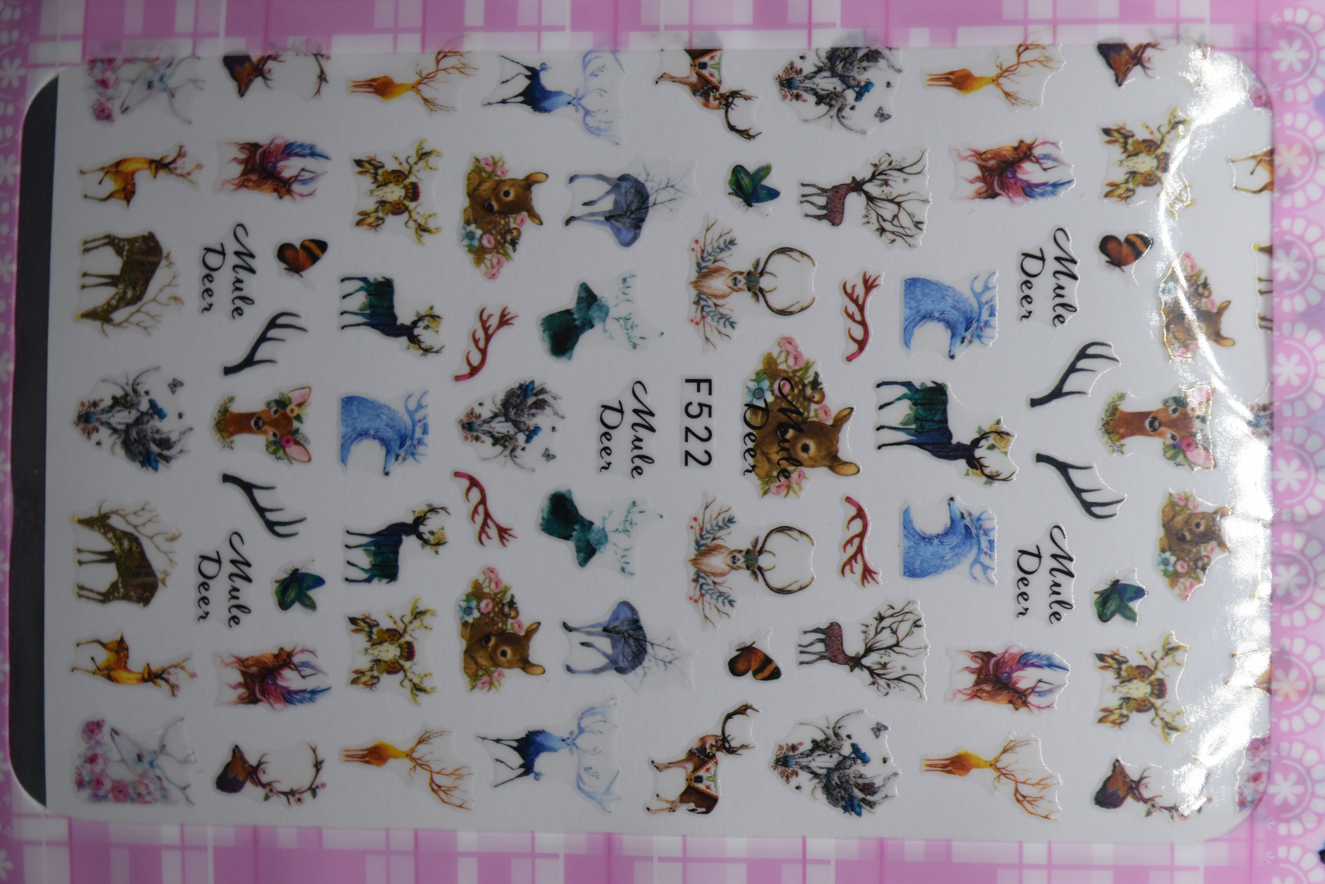 Adesivi staccabili - Motivo natalizio con renne/cervo, colorato, MRMJ-Q080-F522