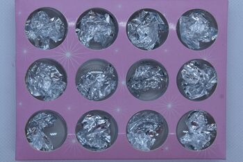 Set de feuilles colorées 12 pots/set - Argent , AE052-silver-0