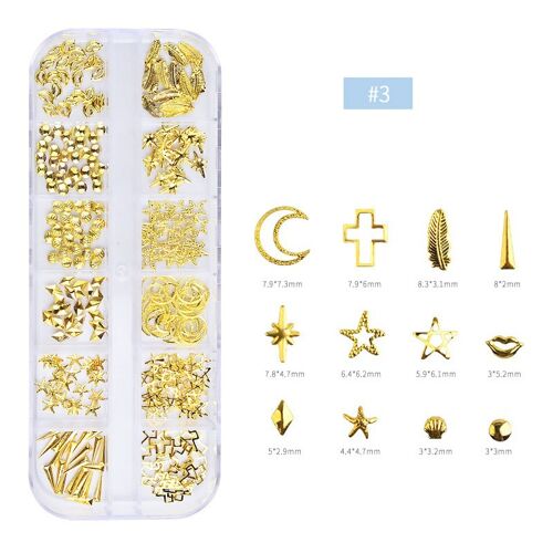 Decoration, Mixed Shapes, Golden, 3~8.3x2~7.3mm; about 240pcs/box , MRMJ-E006-05B-G