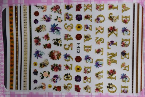 Peel off stickers - Flower & Alphabet Pattern, Colorful , MRMJ-Q080-F423