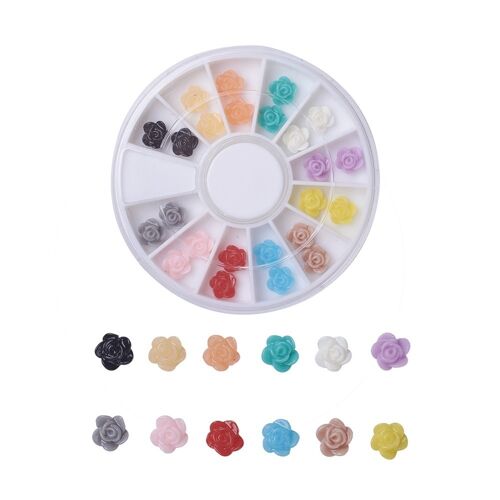 Flower, Mixed Color, 6x3mm, 24pcs/box , MRMJ-X0029-04