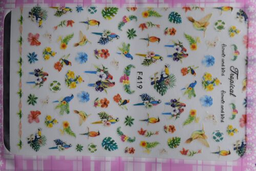 Peel off stickers - Flower & Bird Pattern, Colorful , MRMJ-Q080-F419
