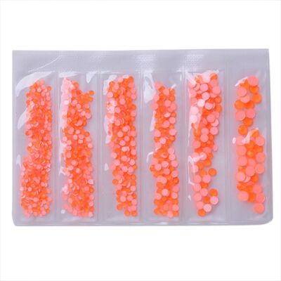 Decorazione con strass luminoso in vetro, sfaccettato, tondo piatto - Diversi colori - Aranciorosso , sku338