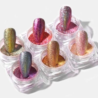 Couleurs mélangées Poudre de paillettes brillantes 6 boîtes/ensemble, MRMJ-Q033-038A