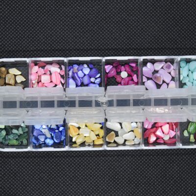 Mixed Stone Chips with Tweezers, Mixed Color , MRMJ-E004-01