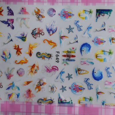 Peel off stickers - Ocean Animal Pattern, Colorful , MRMJ-Q080-F649