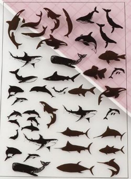 Plastic sheet - Black whale , AE045