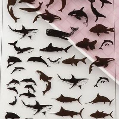 Plastic sheet - Black whale , AE045