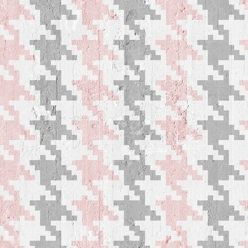 Pink & Grey Pied De Poule wallpaper
