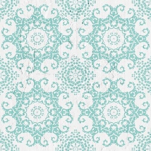 Aquamarine Geometric Damask Wallpaper