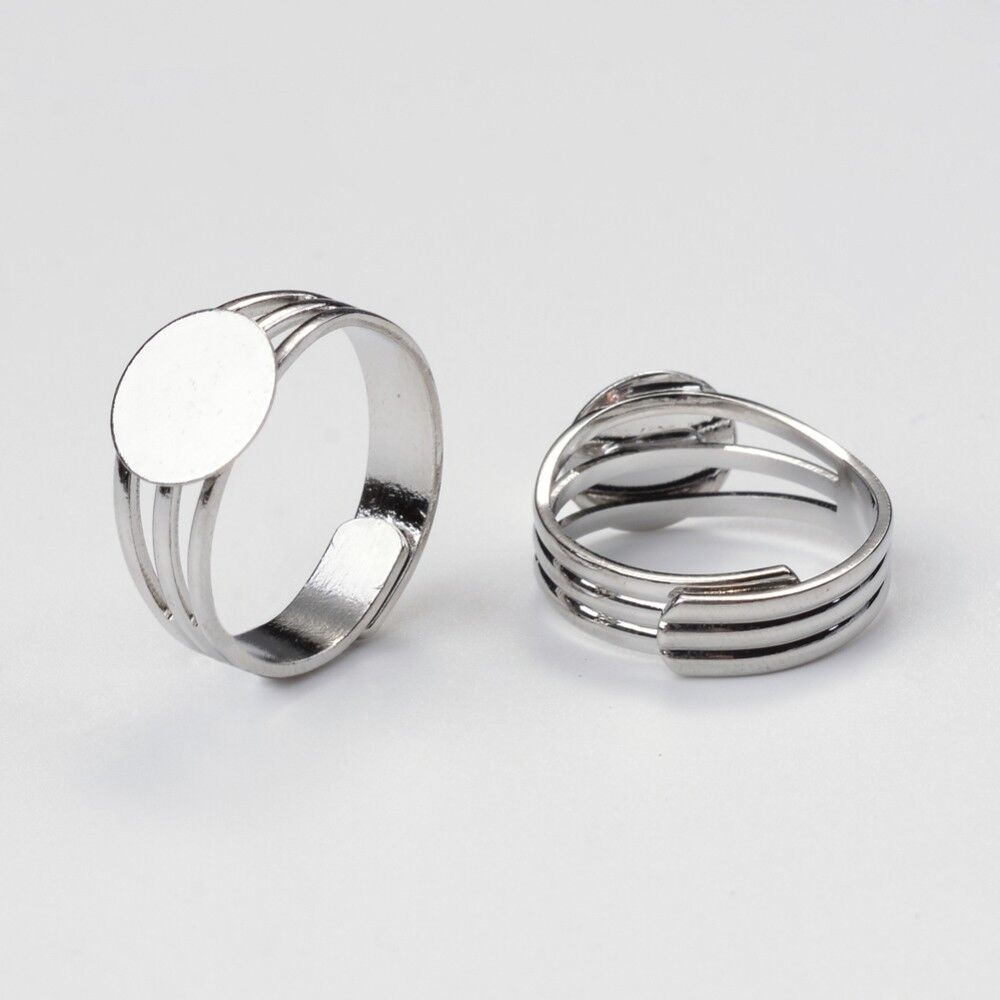 Anello regolabile in ottone, colore platino, X-MAK-Q009-11P-10mm