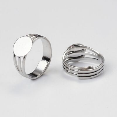 Adjustable Brass Ring, Platinum color , X-MAK-Q009-11P-10mm