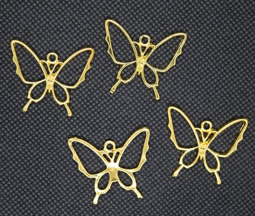 Zinc Alloy Open Back Bezel Pendants Jewelry, Butterfly , PALLOY-F242-08G