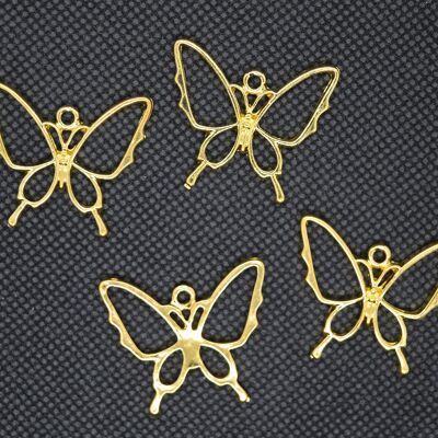 Gioielli con pendenti con castone aperto in lega di zinco, farfalla, PALLOY-F242-08G