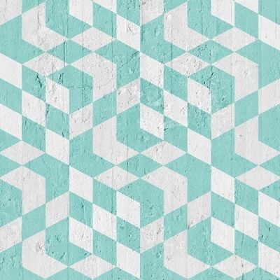 Aquamarine Geometric Cubes Wallpaper
