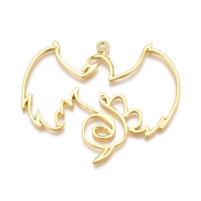 Gros pendentifs en alliage avec lunette arrière ouverte, dragon, or, PALLOY-P182-24G
