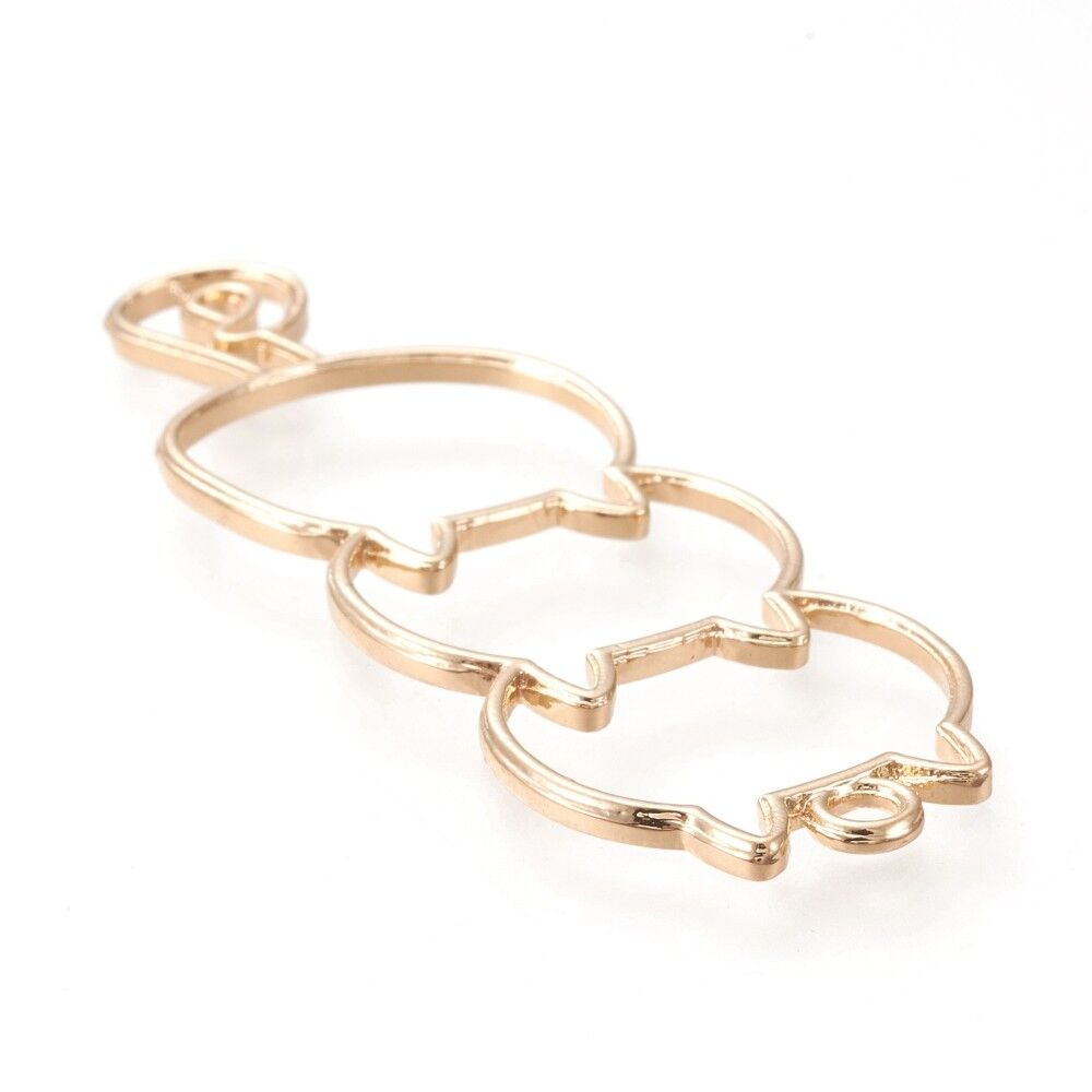 Colgante con bisel trasero abierto de aleación, gatos, dorado claro, PALLOY-K246-04KCG-RS