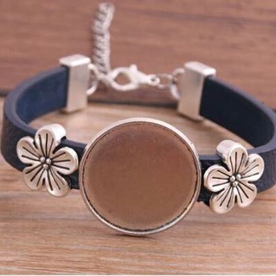 Bracelet with flowers - different colors - Blue , sku684