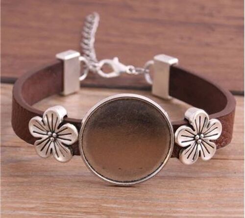 Bracelet with flowers - different colors - Brown , sku685