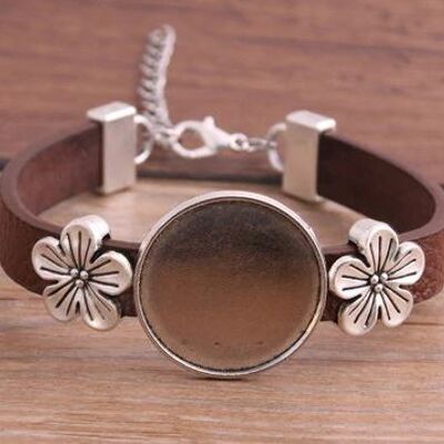 Bracelet with flowers - different colors - Brown , sku685