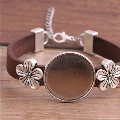 Bracelet with flowers - different colors - Brown , sku685